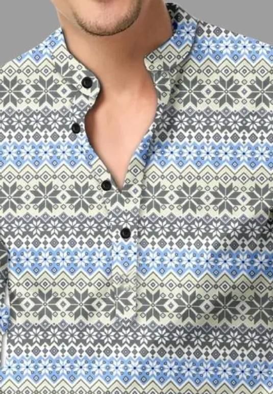 Men's Printed Spread Collar Casual Shirt Multicolor - Bazaarika