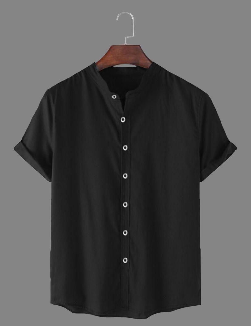 TRYTHIS Cotton Solid Half Sleeves Polo Neck Mens Shirt - Bazaarika