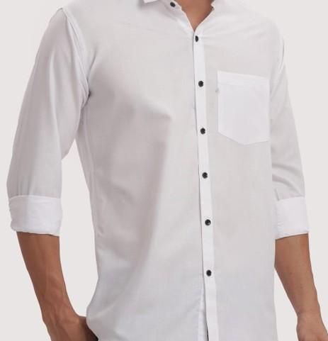 Men's Solid Satin Stylish Casual Shirt White - Bazaarika