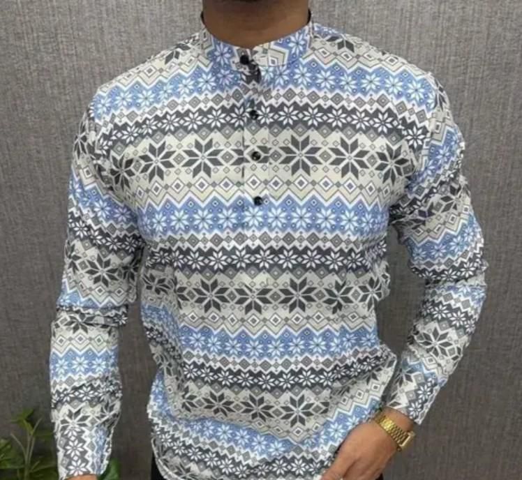 Men's Printed Spread Collar Casual Shirt Multicolor - Bazaarika