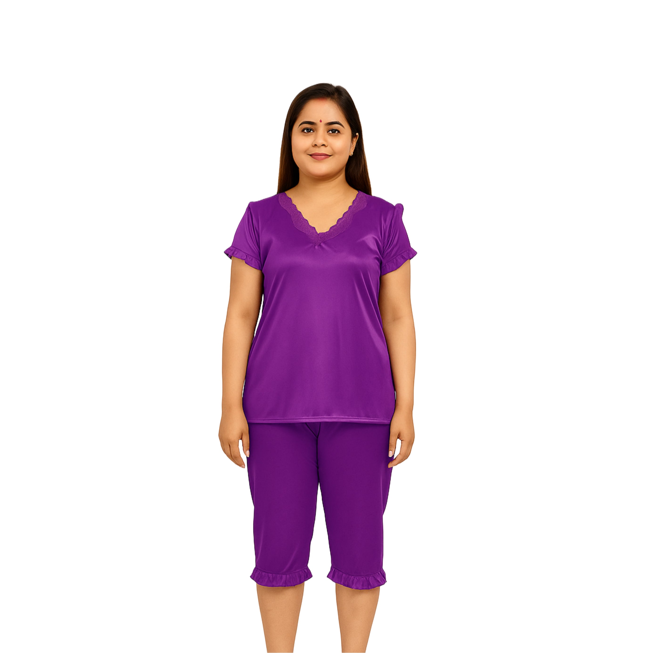 Women Night Suit (Purple, S) - Bazaarika