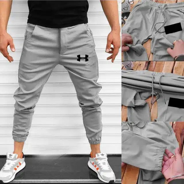 Lycra Track Pant for Men (Grey, M) - Bazaarika