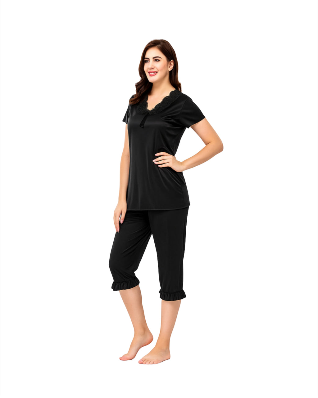 Women Night Suit (Black, S) - Bazaarika